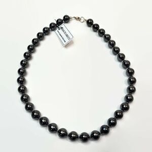 Mascio-Ricci Hematite Beaded Necklace With Sterling Silver Clasp 18"